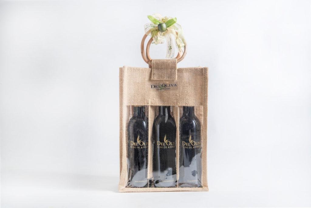 Olive Oil Flight Custom Jute Bag Del Oliva